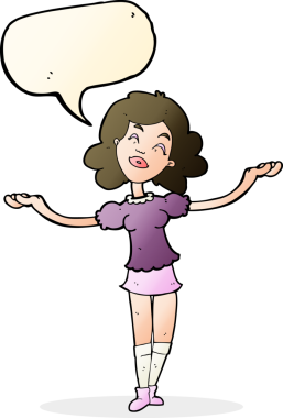 Çizgi filmdeki kadın bir insan tarafından çizilen konuşma balonuyla övgü topluyor