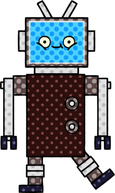 bir insan tarafından çizilmiş bir robotun çizgi roman tarzı