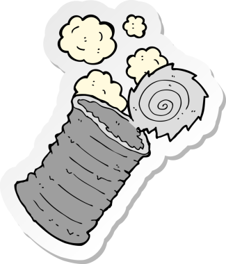 Bir insan tarafından çizilmiş eski bir teneke kutunun çıkartması.