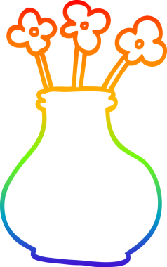 gökkuşağı gradyan bir vazo çizimi Bir insan tarafından çizilmiş çiçekler