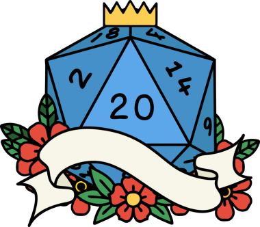 Retro Dövme Biçimi Doğal 20 D20 zar bir insan tarafından çizildi