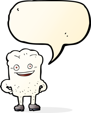 Bir insan tarafından çizilmiş konuşma baloncuğu olan kendini beğenmiş bir çizgi film karakteri.