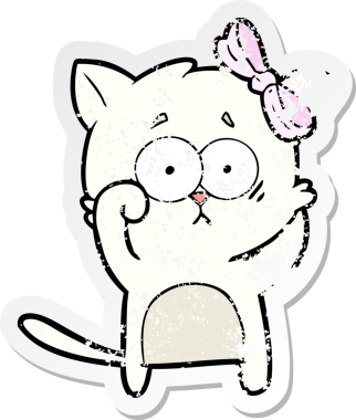 Bir insan tarafından çizilmiş karikatür bir kedinin sıkıntılı çıkartması.