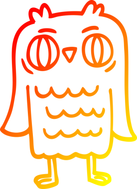 Bir insan tarafından çizilmiş bir baykuşun sıcak çizgi çizimi