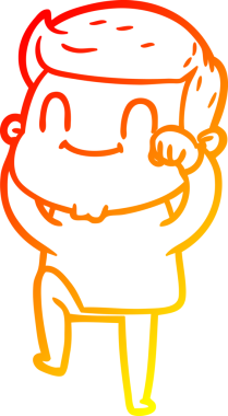 Bir insan tarafından çizilmiş, karikatür dostu bir adamın sıcak çizgi çizimi