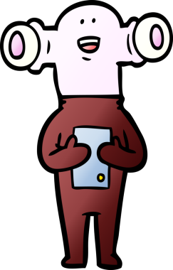 Bir insan tarafından çizilmiş dostane bir uzaylı çizgi filmi.