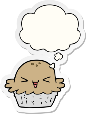 Düşünce baloncuklu tatlı çizgi film turtası insan tarafından çizilmiş bir çıkartma gibi.