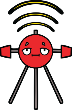 Bir insan tarafından çizilmiş sevimli bir uydu karikatürü.