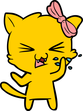 Bir insan tarafından çizilmiş çizgi film kedisi.