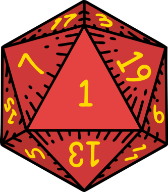 Retro Dövme Biçimi Doğal 1D20 zar bir insan tarafından çizildi