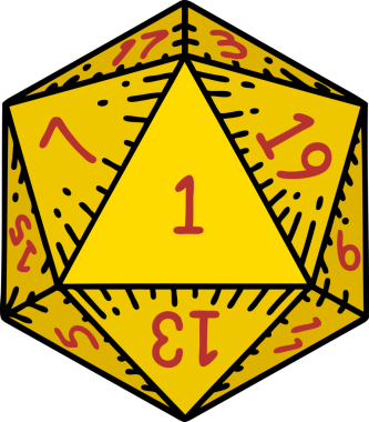 Retro Dövme Biçimi Doğal 1D20 zar bir insan tarafından çizildi