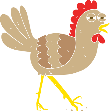 Bir insan tarafından çizilmiş tavuğun düz renk çizimi