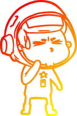 Bir çizgi film karakteri, bir insan tarafından çizilmiş astronot çizimi.