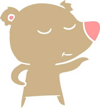 Bir insan tarafından çizilmiş mutlu düz renkli çizgi film ayısı.