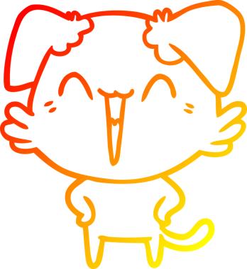 Bir insan tarafından çizilmiş mutlu, küçük bir köpek çizgi filmi.