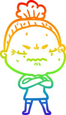 Gökkuşağı gradyan çizgi çizimi bir insan tarafından çizilmiş yaşlı bir kadın tarafından rahatsız edildi