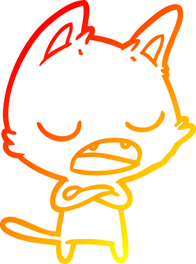 Bir insan tarafından çizilen konuşan kedi çizgi filminin sıcak gradyan çizimi