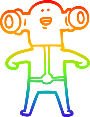 Gökkuşağı gradyan çizgisi, bir insan tarafından çizilmiş dost bir uzaylı çizgi filmi.