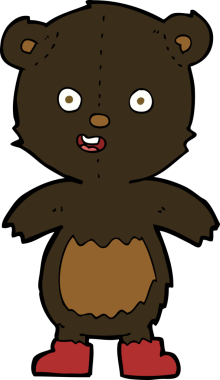 Çizmeli mutlu oyuncak ayı bir insan tarafından çizilmiş.