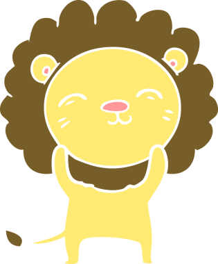 Bir insan tarafından çizilmiş düz renkli çizgi film aslanı