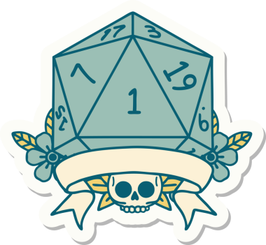 Bir insan tarafından çizilmiş doğal bir d20 zar etiketi.