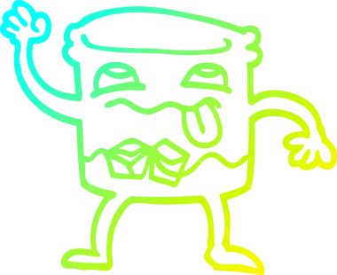 Bir insan tarafından çizilmiş soğuk gradyan çizgi çizgi film çizimi.