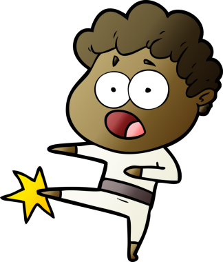 Bir insan tarafından çizilmiş bir karikatür adamı şaşkınlıkla nefes nefese kaldı.