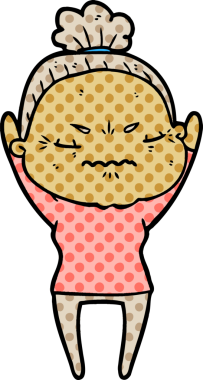 Çizgi film bir insan tarafından çizilmiş yaşlı bir kadın tarafından rahatsız edildi.