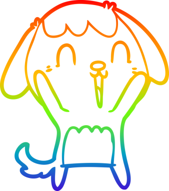 Gökkuşağı gradyan çizimi bir insan tarafından çizilmiş şirin bir çizgi köpeğin ağlaması.