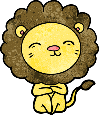 Bir insan tarafından çizilmiş çizgi film aslanı.