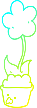 Bir insanın çizdiği karikatür çiçeğinin soğuk gradyan çizgisi.