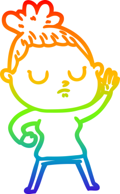 Gökkuşağı gradyan çizgi çizimi bir insan tarafından çizilmiş sakin bir kadın