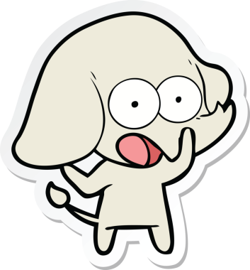 Bir insan tarafından çizilmiş şirin bir fil çıkartması.