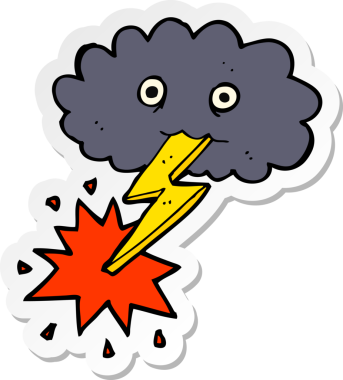 Bir insan tarafından çizilmiş bir karikatür fırtına bulutunun çıkartması.