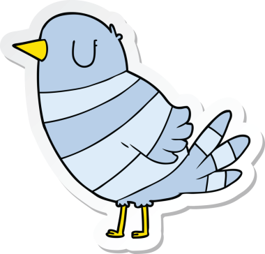 Bir insan tarafından çizilmiş çizgi film kuşunun çıkartması.