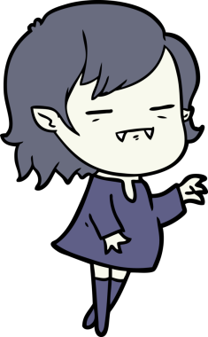 Bir insan tarafından çizilen ölümsüz vampir kız çizgi filmi.