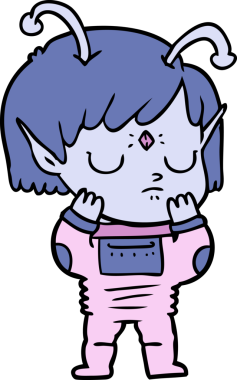 Bir insan tarafından çizilmiş uzaylı kız.