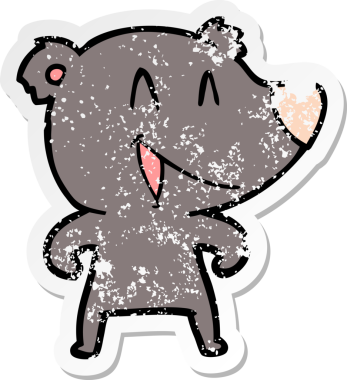 Bir insanın çizdiği gülen ayı karikatürünün sıkıntılı çıkartması.