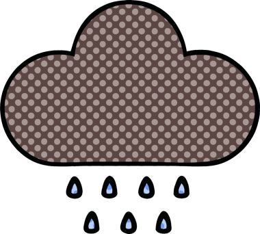 Bir insan tarafından çizilmiş fırtına yağmuru bulutu çizgi filmi.