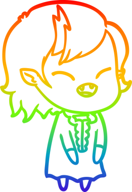 Gökkuşağı gradyan çizgi çizimi Bir insan tarafından çizilmiş gülen vampir kız çizgi filmi