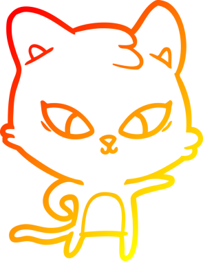 Bir insan tarafından çizilmiş sevimli bir çizgi film kedisinin sıcak çizgi çizgisi.