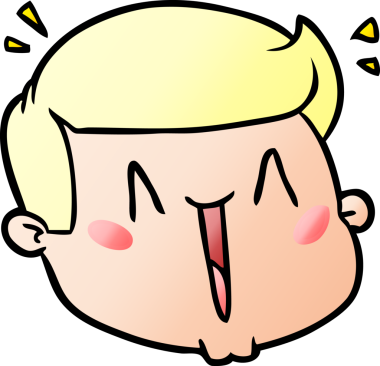 Bir insan tarafından çizilmiş mutlu erkek yüzü.