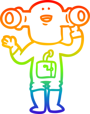 Gökkuşağı gradyan çizgisi, bir insan tarafından çizilen uzaylı çizgi filminin çizimi.