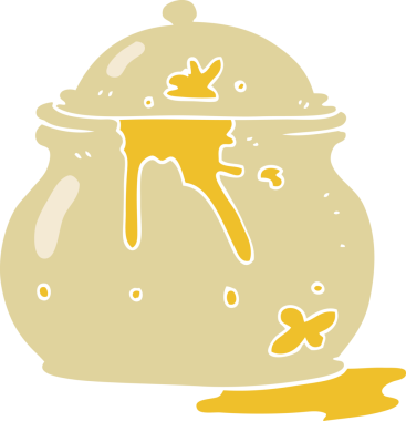 Bir insan tarafından çizilmiş hardal tenceresinin düz renk çizimi