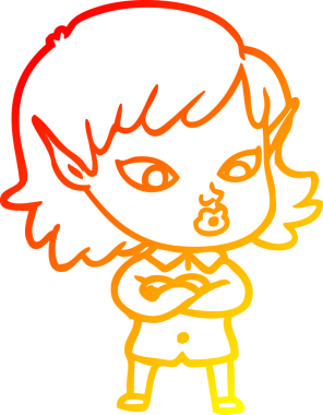 Bir insan tarafından çizilmiş güzel bir elf kızı çizimi.