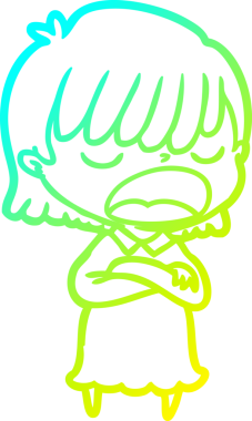 Bir insan tarafından yüksek sesle çizilmiş bir karikatür kadın çizimi.