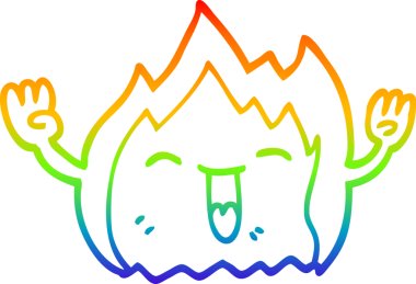 Gökkuşağı gradyan çizgi çizimi Bir insan tarafından çizilmiş mutlu kırmızı alev