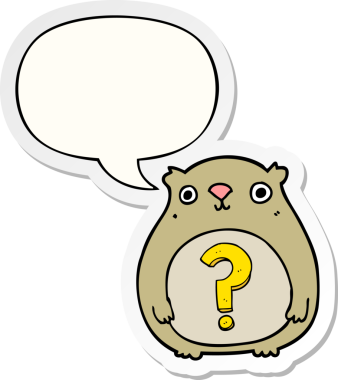 Bir insan tarafından çizilmiş konuşma baloncuğu çıkartmalı çizgi film meraklısı ayı.