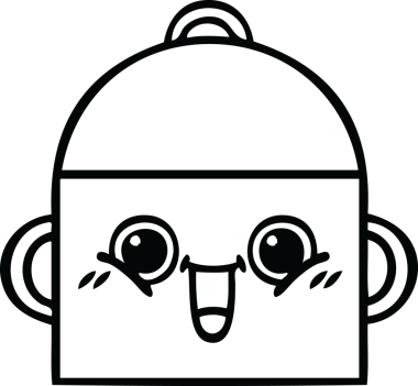 Bir insan tarafından çizilmiş bir tencere karikatürü.