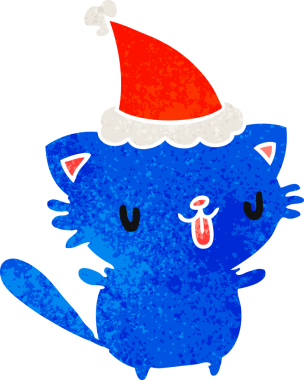 Bir insan tarafından çizilmiş kawaii kedisinin eski bir karikatürü.